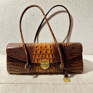 Brahmin Dayan Croc Embossed Satchel, Pecan Color
